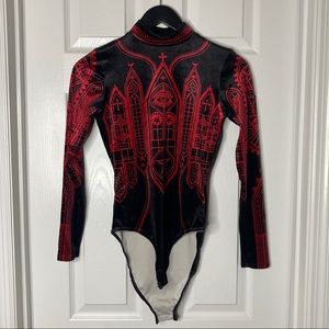 Blackmilk Church Windows Velvet Long Sleeve Bodysuit
